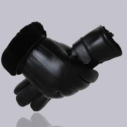 MPPM Men sheepskin gloves genuine leather glove for men winter Outdoor warm fur thickening thermal patchwork gloves T200111173b