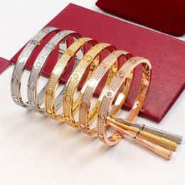 Luxury Bangle Silver Nail Bracelets Cuff Bracelet Gold Bangle Womens Mens Diamond Gemstone Screwdriver Screw Top Quality Stainless260s