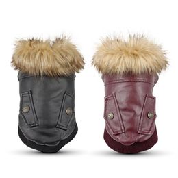 Designer Warm Dog Coats Leather Waterproof Winter Clothes Dog Apparel for Small Medium Dogs Soft Puppy Jackets Flight Suit Worn in181a