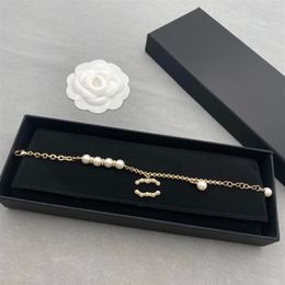 2022 New Women Bracelets Luxury Designer Diamond Pearl Gold Plated Jewellery Simple Rope Chain Adjustable High Quality Personality W3039