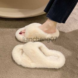 Slippers Slippers Woollen Slippers Female Wear 2023 New Korean Ins Fashionable Shoes Autumn Winter Household Cotton Shoes G230206 x0909