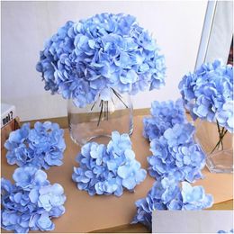 Decorative Flowers Wreaths 10Pcs/Lot Colorf Flower Head Artificial Silk Hydrangea Diy Home Party Wedding Arch Background Wall Drop Othvd