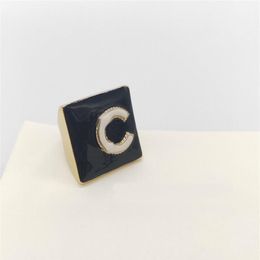 2022 Top quality charm band ring with black color enamel for women wedding jewelry gift have box stamp PS79192404