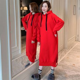 women's autumn and winter lazy style chubby mm slim dress with loose fitting long sleeves and plush Korean version sweater over the knee