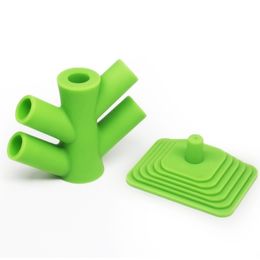 Latest Smoking Silicone Tree Fork Shape Female Adapters Portable Removable Stand Support Bangers 14MM 18MM Bowl Bong Waterpipe Bubbler Pipes Plug Display Base DHL