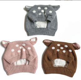 New Autumn Winter Beanie hat Cute Infant Baby Cartoon Deer Ears Hat Kids Knitted Cap Girls Boys Warm Beanies Child Babies Hats