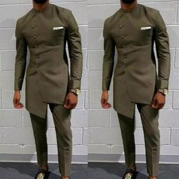 Men's Suits & Blazers Vintage African Clothing For Men Men's Long Wedding Suit Attire Groom's Slim Fit Mens Coat Ja257o