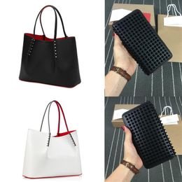 Women men luxurys Fashion Messenger Bag cabata designer totes rivet genuine leather Wallets Red Bottom Handbag composite handbags 295o