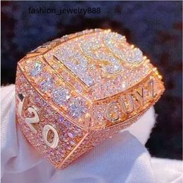 Luxury Custom Jewellery Hip Hop Vvs Moissanite Diamond Ring Bling Iced Out Initial Psc Championship for Mens5PDM