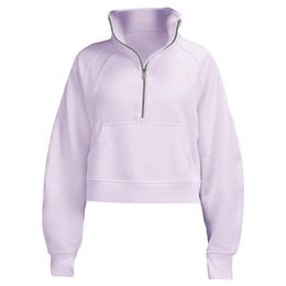 LL Women Autumn High Neck Gym Jacket Sweatshirt Yoga Suit Ladies Hoodies Sport Gym Coat Half Zipper Pullover Stand Collar Short St265b