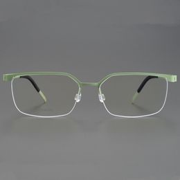 New desig Lightweight Optic Titanium Frame Concise Girl Men Business Glasses Multi-Color Half-Rim No Screw zero-pressure eyeglasses 56-16 for Prescription case