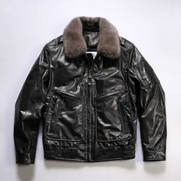 Italy Detachable inner Down parkas full vegetable tanned sheepskin leather jacket with minks collar