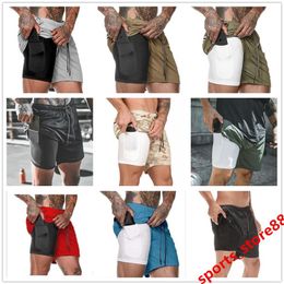 top 2020 New Men's Running Shorts Mens Sports Tights Shorts Male Quick Drying Training Exercise Jogging Gym with Built-in poc303W
