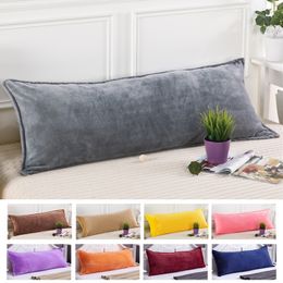 Pillow Case Thickened Flannel Long Pillowcase Decorative For Home Bed Coral Velvet Double Lover Sleeping Cover Winter Solid Color 230909