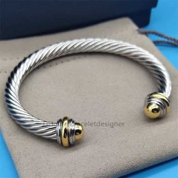 cuff bracelets 7mm Thick High Quality Women Luxury Charm Bracelet 18k Gold Plated Pearl Steel Wire Rope Open ed Intermittent 169m
