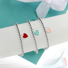 T-Designer Heart charms beaded bracelet Necklace stud earrings sets Women Luxury Brand Jewellery Classic Fashion heart pendant 925 s2855