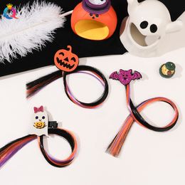 Halloween Wig Hair Clip Bat Pumpkin Funny Hairpins Party BB Clip Headdress Baby Girls Wig Pigtail Headwear 2650