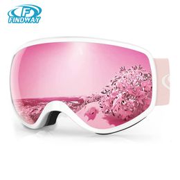 Ski Goggles Findway 310 years old Kids ski goggles Adjustable AntiFog UV Protection for girls Skiing Snowboarding Sports 230909