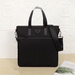 Men's black waterproof nylon designer briefcase laptop bag large capacity classic fashion office handbag272w