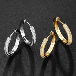 Simple Fashion Women Earrings 925 Sterling Silver Yellow White Gold Plated Bling Moissanite Twisted Hoop Earrings