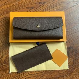 Designer Wallets Women Long Chequebook Wallet Credit Card Po Holder Brown Mono Gramme White Chequered Canvas Leather304q