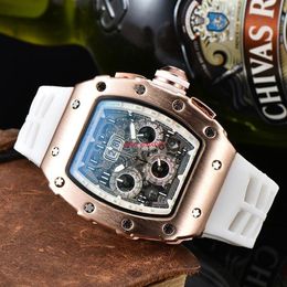 20223A Luxury Watch Six Hand Quartz Chronograph Full Function Running Second Men's Brand Tonneau Clock Cool Wristwatch Reloj 279x