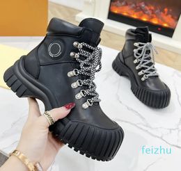 Women Platform Bike Boot Martin Boots Chunky Lightweight Rubber Sole Fashion Booties Bicolor Laces