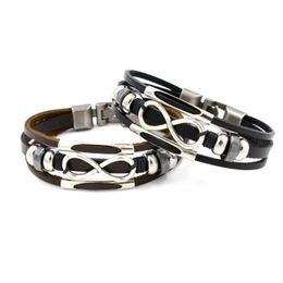 Update Infinity Leather Bracelet Multilayer Wrap Bracelets Wrist Band Cuffs for Women Men Fashion Jewellery Gift