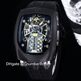 Bugatti 16-Cylinder Engine Mens Watch Chiron Tourbillon Black Stainless Steel Automatic Oversize Wristwatch Sapphire Crystal 7 Colours 2023 New Model