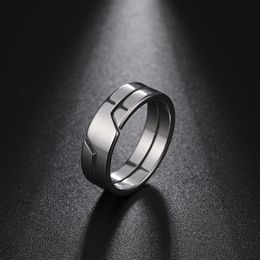 Fashion Simple Stainless Steel Couple Ring for Men Women Casual Finger Rings Jewelry Engagement Anniversary Gift196H