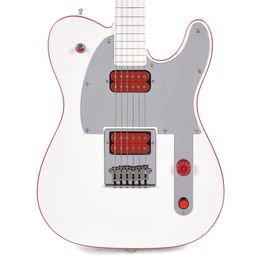 Custom Red Kill Switch Arcade John 5 Ghosts White Electric Guitar Dual Red Body Binding Red Pickups Mirror Pickguard