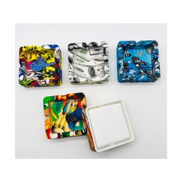 Medium Square Ashtray Printed Vanilla Grinder Accessories Tobacco Cigarette Tray Wholesale