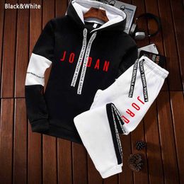 Men's Tracksuits New Mans Womens Tracksuit 2 Piece Set Letter Printing Sportwear Drawstring Sweatpants Outfits Casual Clothing Hoodies Trousers T230910