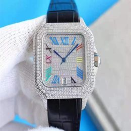 Relógio de cinto feminino cheio de diamante marca superior luxo lazer couro quartzo relógio feminino negócios clock253e