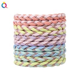 10pcs/set Colour Braid Fashion Korean Elastic Hair Bands For Girl Kids High Elastic Hair Circle Hair Rope Accessories Headwear Headdress 2648