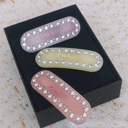 P brand letters designer hair clip barrettes luxury shining diamond acrylic classic hair pins for girls women party jewelry gift229t