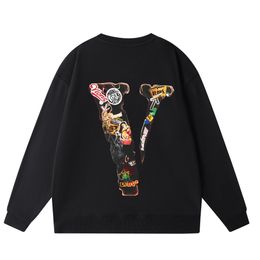 VLONE Pullover Sweatshirt New Mens Hoodies Embroidery Letter vlone Sweater Printed Wash Round Neck Female Cotton Hoodie Print Hip Hop Street Style Pullover t shirt