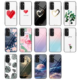 Slim Colourful Tempered Glass Case For Samsung Galaxy A54 5G A34 A14 A24 F14 M14 M53 M54 A25 M33 M13 Anti-Scratch Hard Back Phone Funda Conque