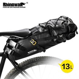 Rhinowalk 5-13L Bike Waterproof Bicycle Saddle Bag Reflective Large Capacity Foldable Tail Cycling MTB Trunk Pannier Black 220216279H