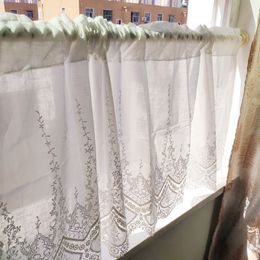 Curtain JUYANG Cotton embroidered cabinet curtains Pure white short Decorative half curtain coffee 230909