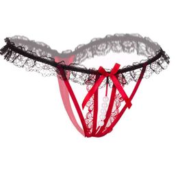 Update Lace Open Crotch Panties G Strings Pearl Briefs Bowknot Thong T Back Panty Women Underwear Sexy Lingerie