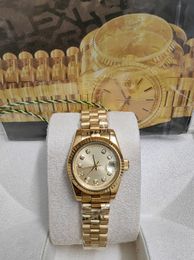 With original box golden Hot Seller Women Watch Lady Size 26mm Date Girl Sapphire Glass Wristwatch 2813 Movement Automatic Mechanical Movement watches 99