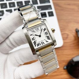 Top Quality Stylish Quartz Watch Women Gold Silver Dial Sapphire Glass Classic Rectangle Design Wristwatch Ladies Luxury Full Stai281a