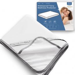 Mattress Pad Protector Waterproof Terry Cover with Elastic Bands In the 4 Corners Breathable Bed cobertores de cama 230909