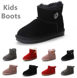 Kinder-Stiefel über dem Knie, klassische Mini-Schneestiefel für Kinder, Winter, Schleife, schwarzes Fell, flauschig, pelzig, Satin, Knöchel, Vorschule, Enfant, Kind, Kleinkind, Mädchen, Jungen, Tod