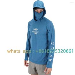 Hunting Jackets Aftco Fishing Hoodie Shirt For Men And Women Long Sleeve Hiking With Mask Uv Neck Gaiter Top337I