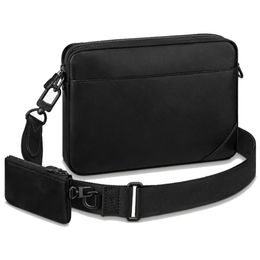 Gravação saco de corpo cruz 3 peça conjunto em sacos designer luxo moda cinza preto 2 cores sacos mensageiro bolsa para men242r
