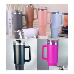 Tumblers 40Oz Mug Tumbler With Handle Insated Lids St Stainless Steel Coffee Termos Cup Gp12155315950 Drop Delivery Home Garden Ki317x