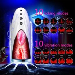 Sex Toys Massager Male Masturbation Cup Electric Full-automatic Sucking Clip Deep Throat Interactive Tongue Licking Sound Aircraft Vibrator