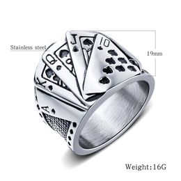 Spades Straight Flush Poker Rings in Stainless Steel Biker Punk Rock Vintage Jewelry259w